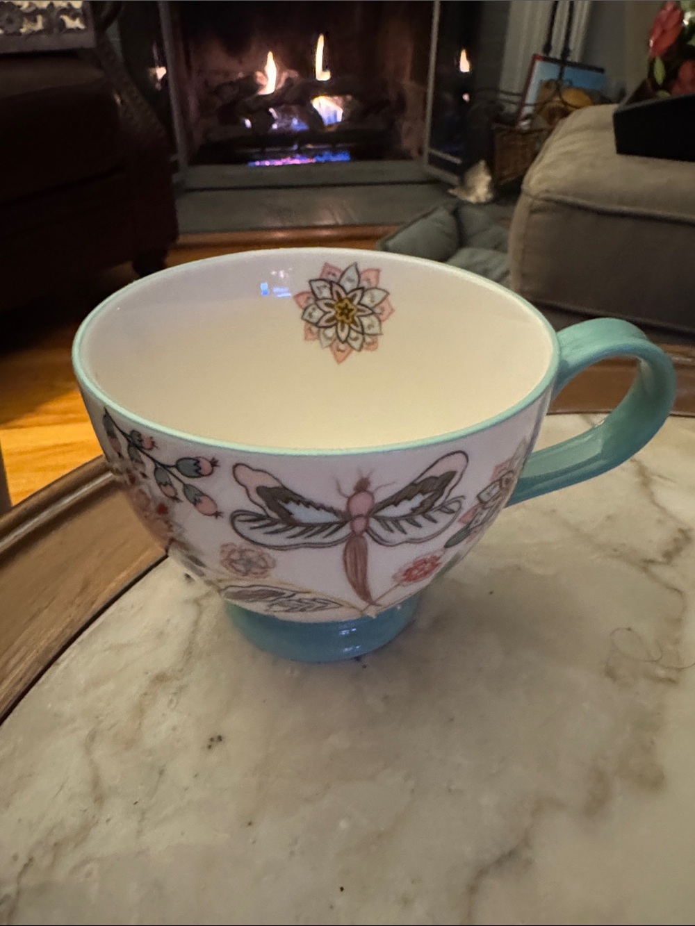 Decorative Dragonfly Pattern Teal Accent Mug